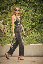 Rhinestone Side Slit Straight Jeans