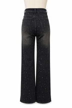 Rhinestone Side Slit Straight Jeans