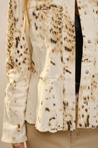 Cow Print Scallop Edge Denim Jacket