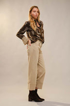 Western Printed Ruffle Cuff Shirt