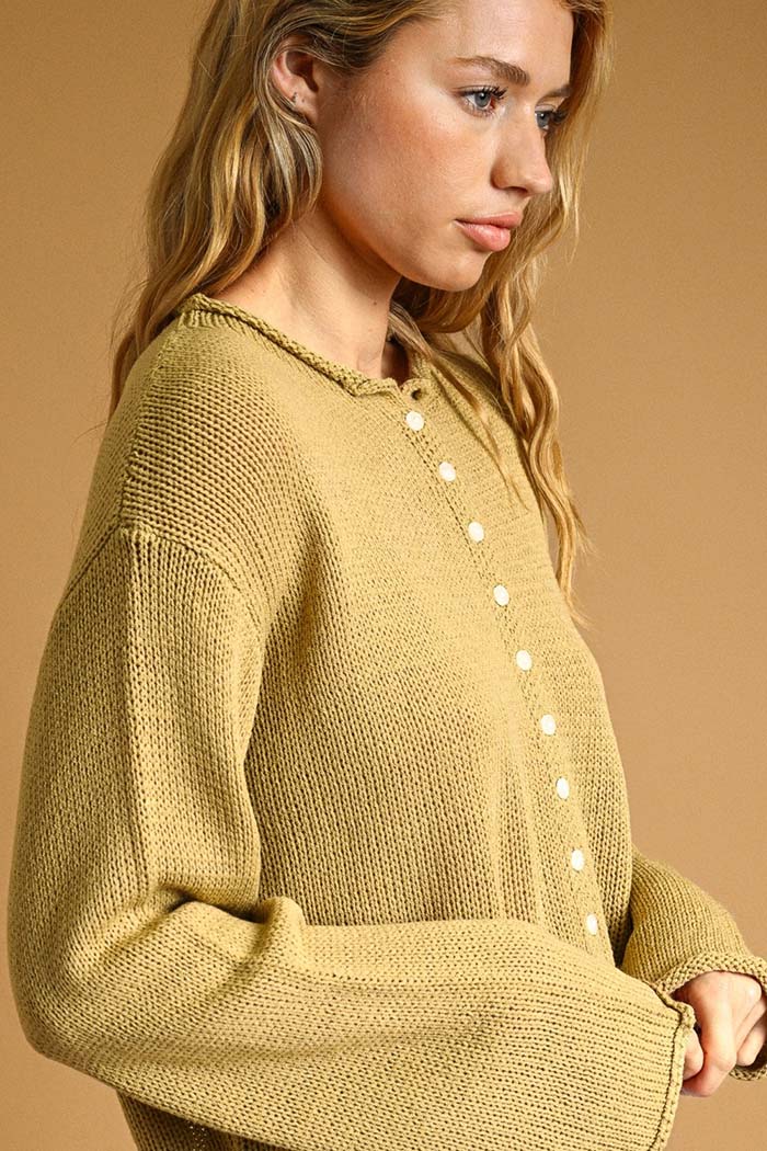 Button Front Easy Knit Cardigan
