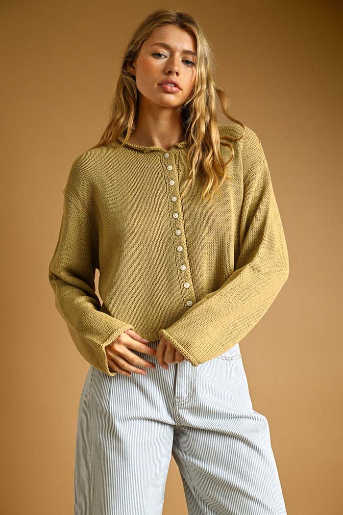 Button Front Easy Knit Cardigan