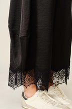 Lace Trim Satin Barrel Pants