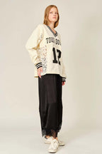 Lace Trim Satin Barrel Pants