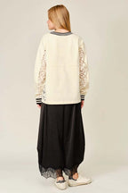 Lace Trim Satin Barrel Pants