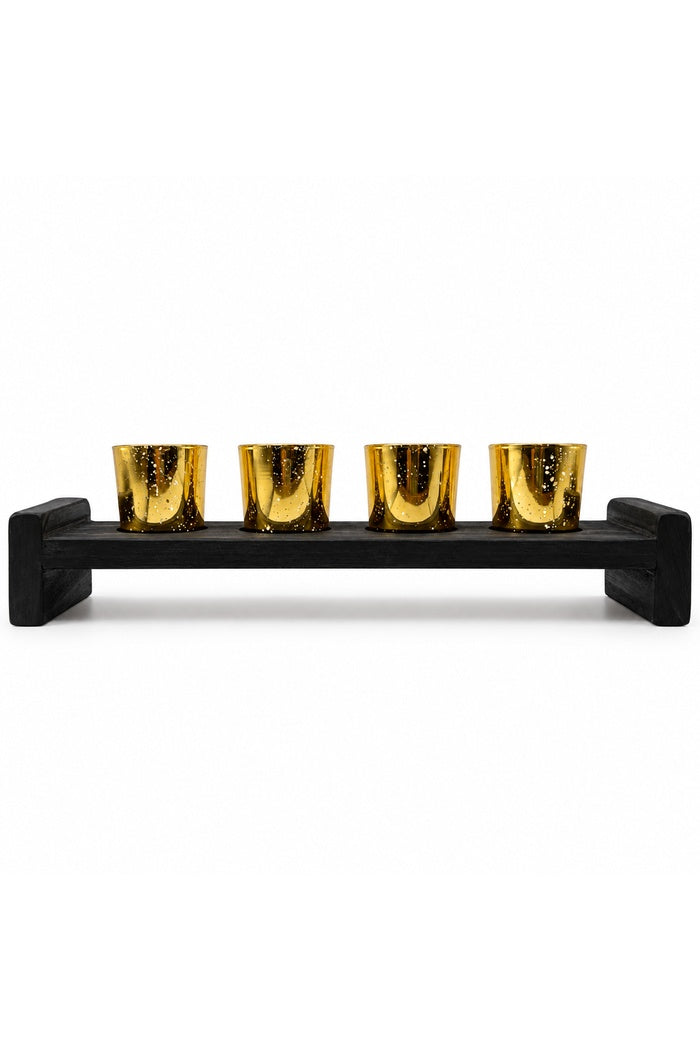 Four Votive Wood Candle Holder