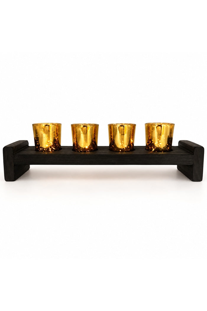 Four Votive Wood Candle Holder