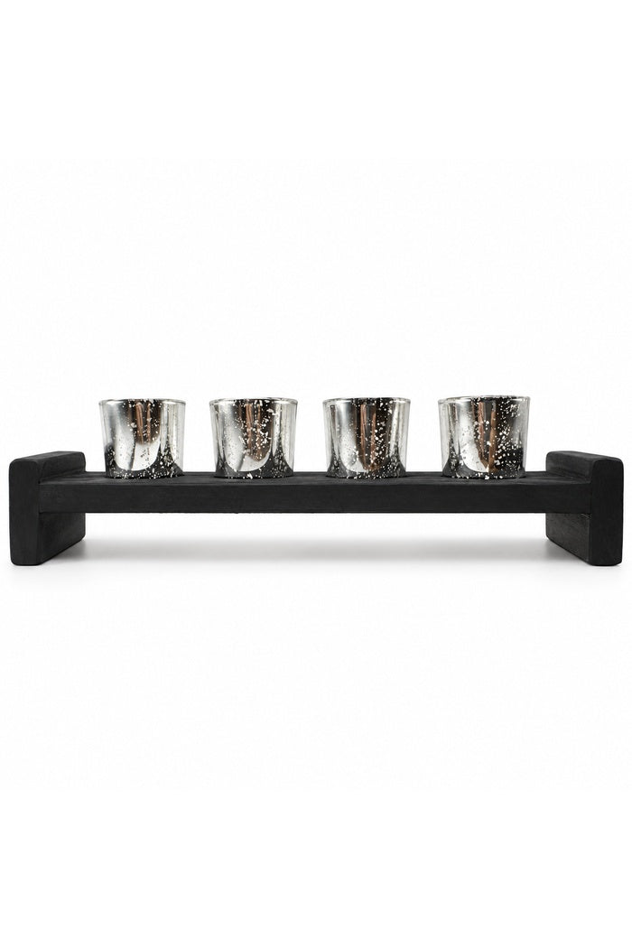Four Votive Wood Candle Holder