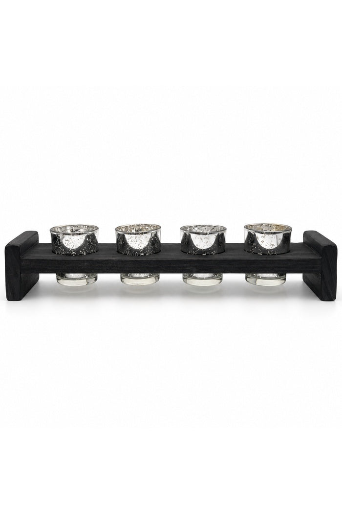 Four Votive Wood Candle Holder