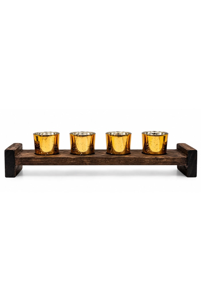 Four Votive Wood Candle Holder