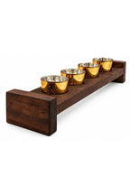 Four Votive Wood Candle Holder