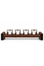 Four Votive Wood Candle Holder