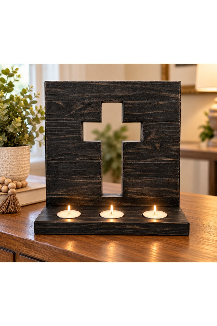 Handcrafted Cross Candle Holder