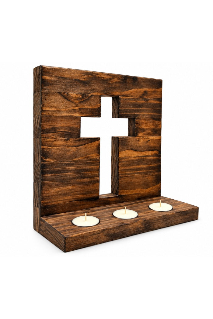 Handcrafted Cross Candle Holder
