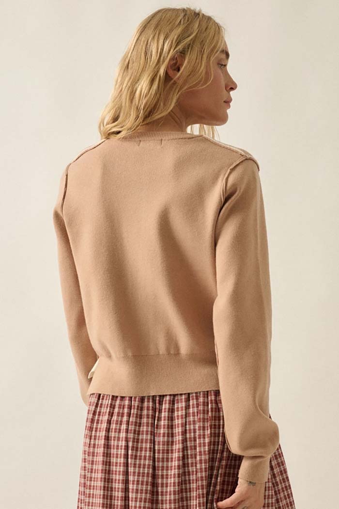 Two-Tone Layered Button Cardigan