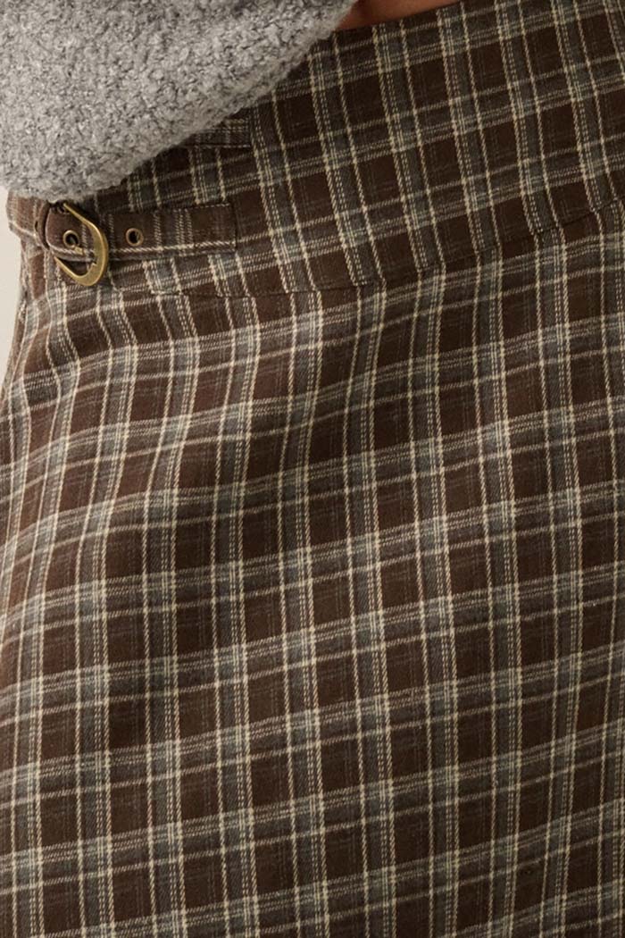 Plaid & Lace Asymmetrical Maxi Skirt
