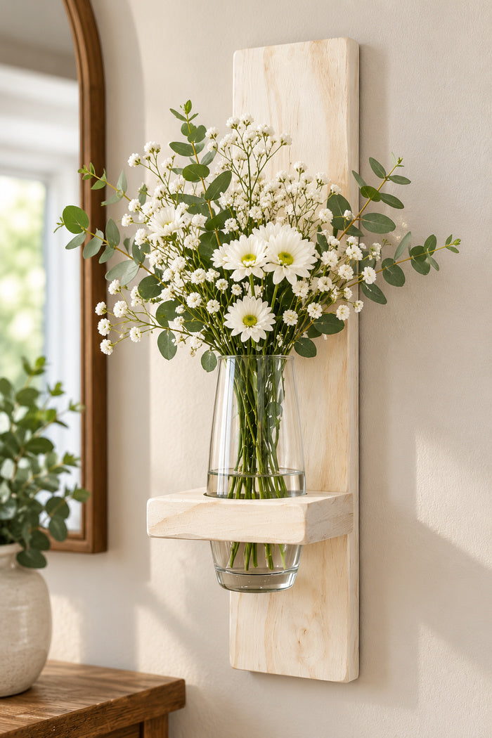 Handmade Wood Flower Holder