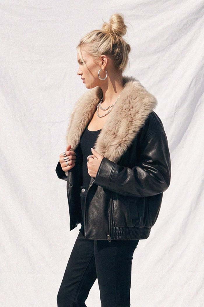 Bomber Jacket with Detachable Collar
