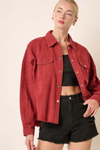 Daisy Jacquard Distressed Oversized Shacket