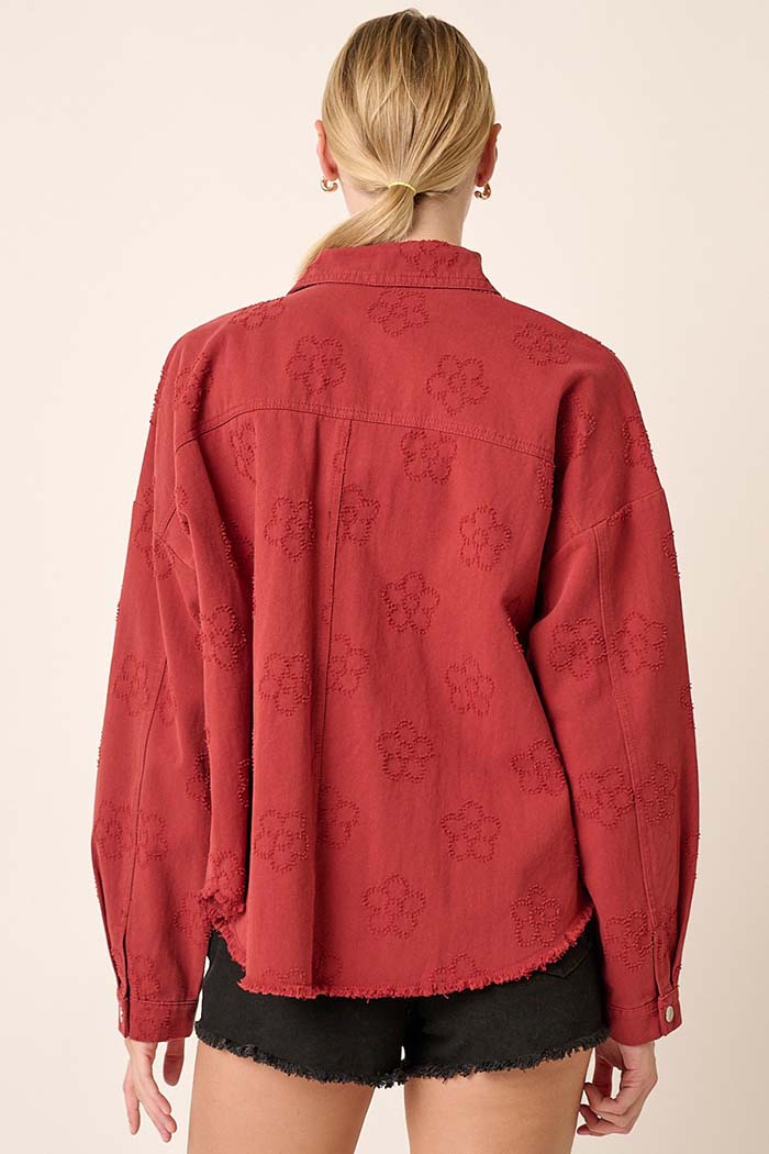 Daisy Jacquard Distressed Oversized Shacket
