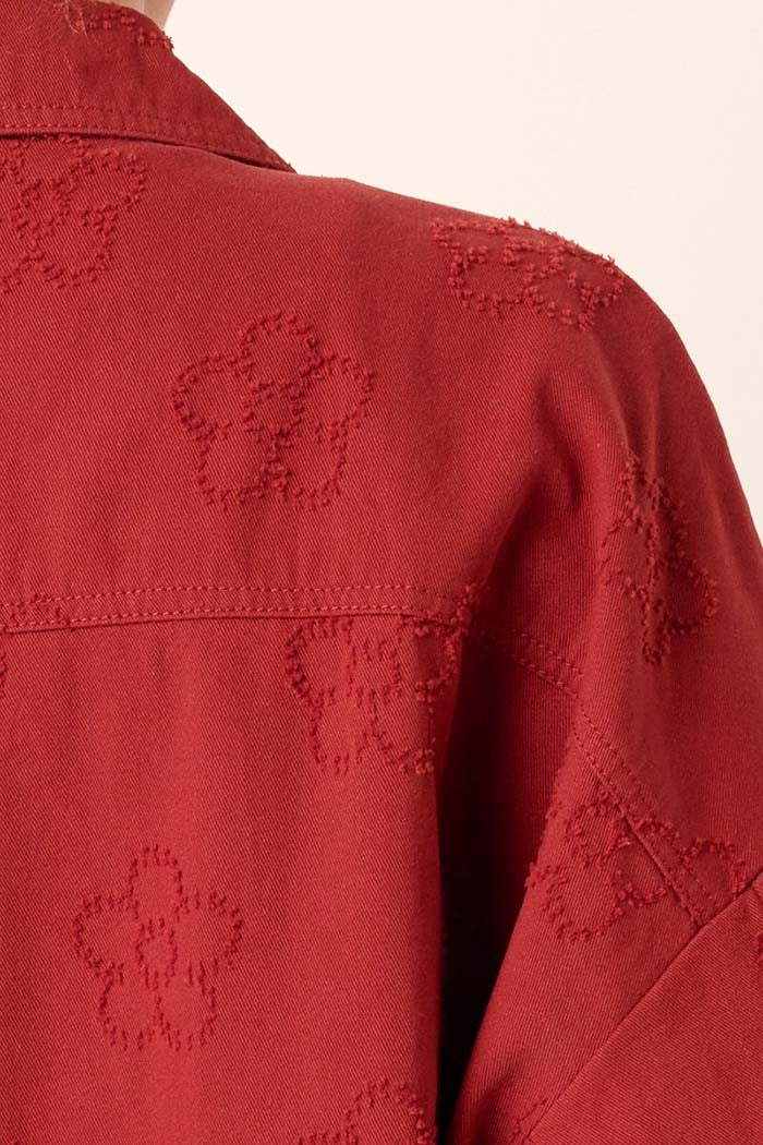 Daisy Jacquard Distressed Oversized Shacket