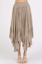 Handkerchief Hem Ruffle Midi Skirt