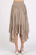 Handkerchief Hem Ruffle Midi Skirt