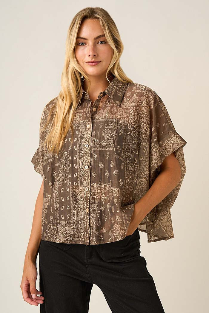 Paisley Bandana Print Dolman Blouse
