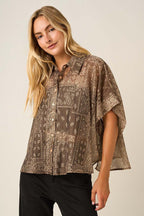 Paisley Bandana Print Dolman Blouse