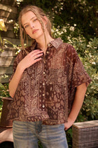 Paisley Bandana Print Dolman Blouse