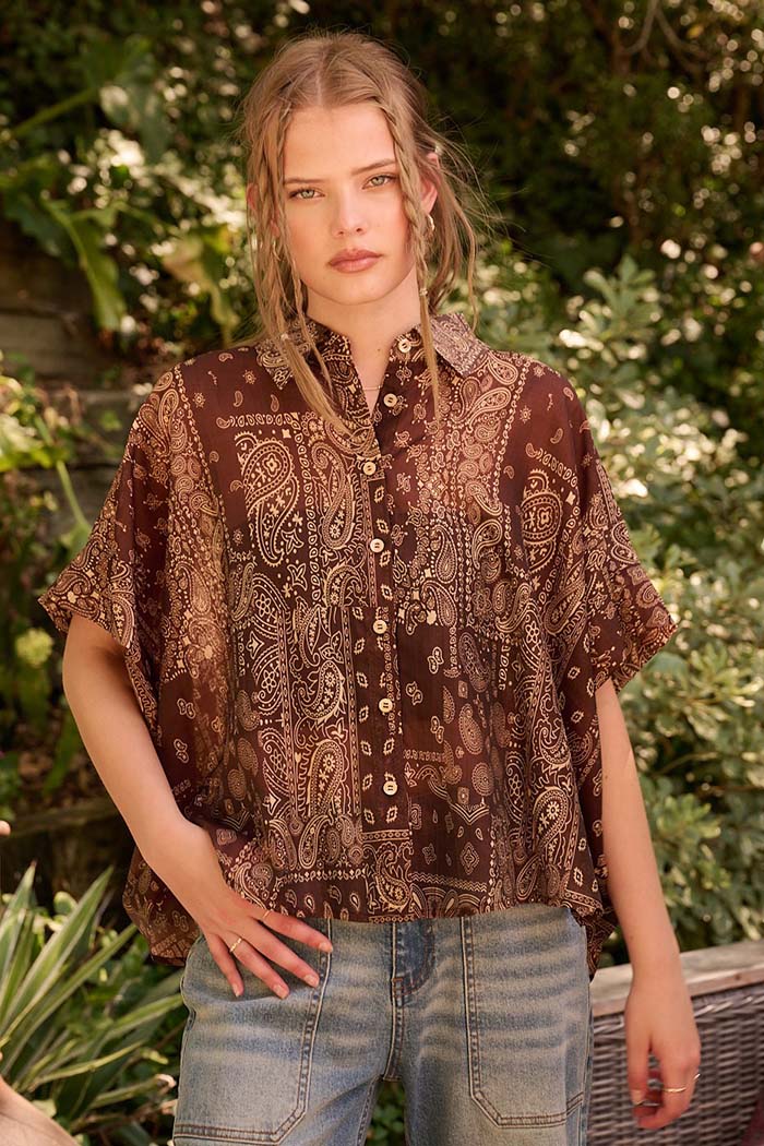 Paisley Bandana Print Dolman Blouse