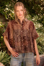 Paisley Bandana Print Dolman Blouse