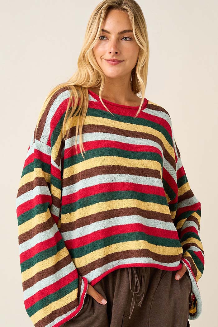 Multicolor Striped Relaxed Sweater