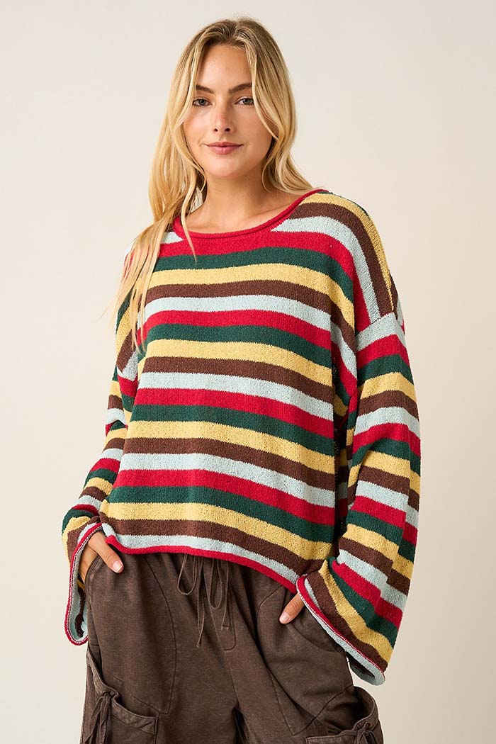 Multicolor Striped Relaxed Sweater