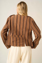 Floral Ornament Quilted Military Jacket