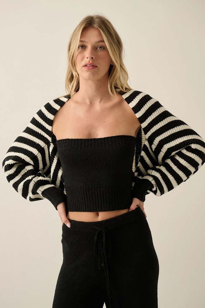 Cozy Striped Shrug Cardigan
