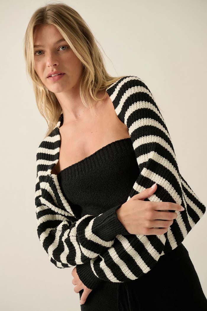Cozy Striped Shrug Cardigan