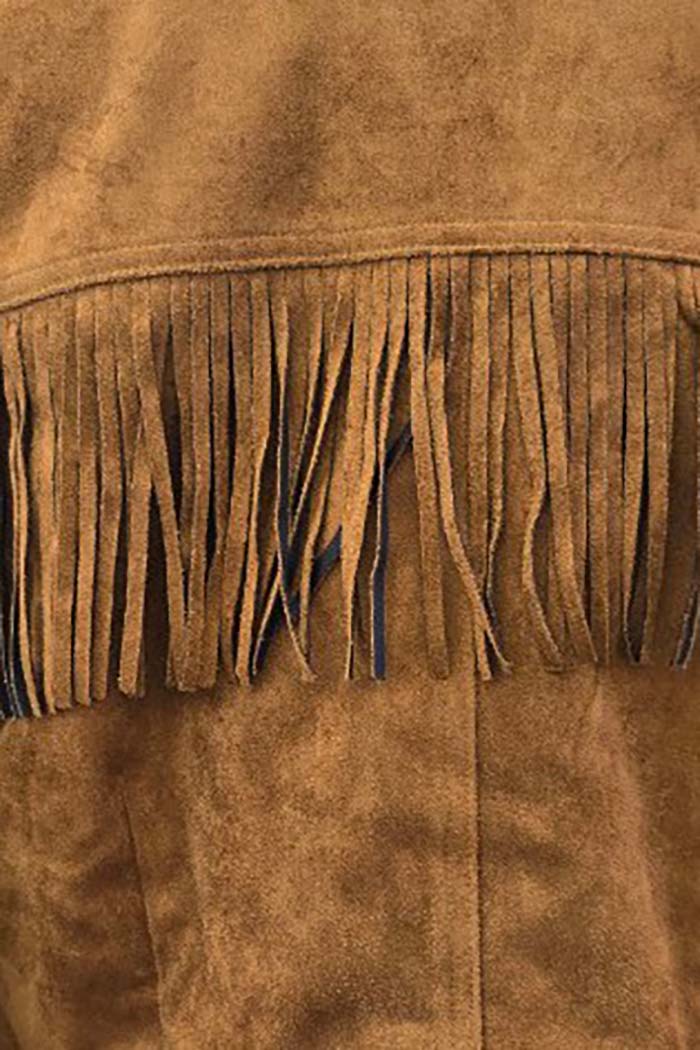 Western Fringe Faux Suede Moto Jacket
