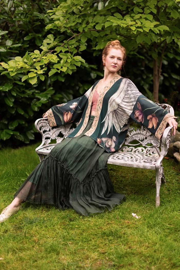 Swan & Feather Cropped Kimono
