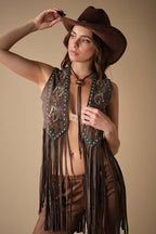 Western Horse Embroidered Fringe Vest