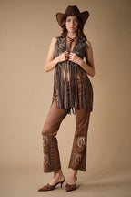 Western Horse Embroidered Fringe Vest