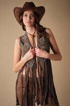Western Horse Embroidered Fringe Vest