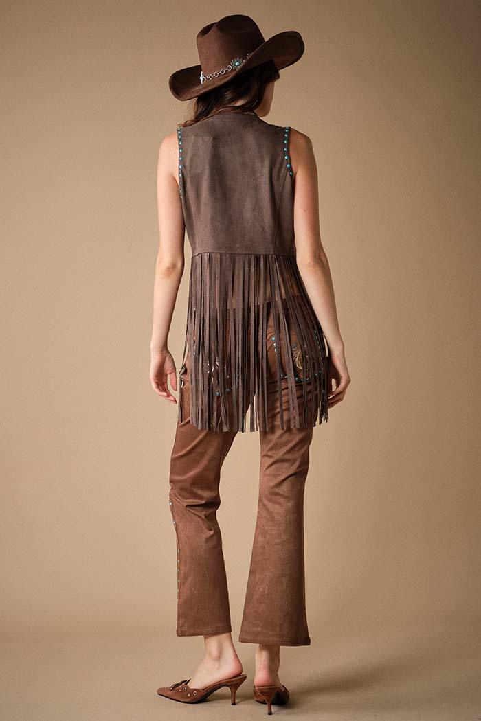Western Horse Embroidered Fringe Vest
