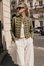Olive Washed Military Cropped Jacket