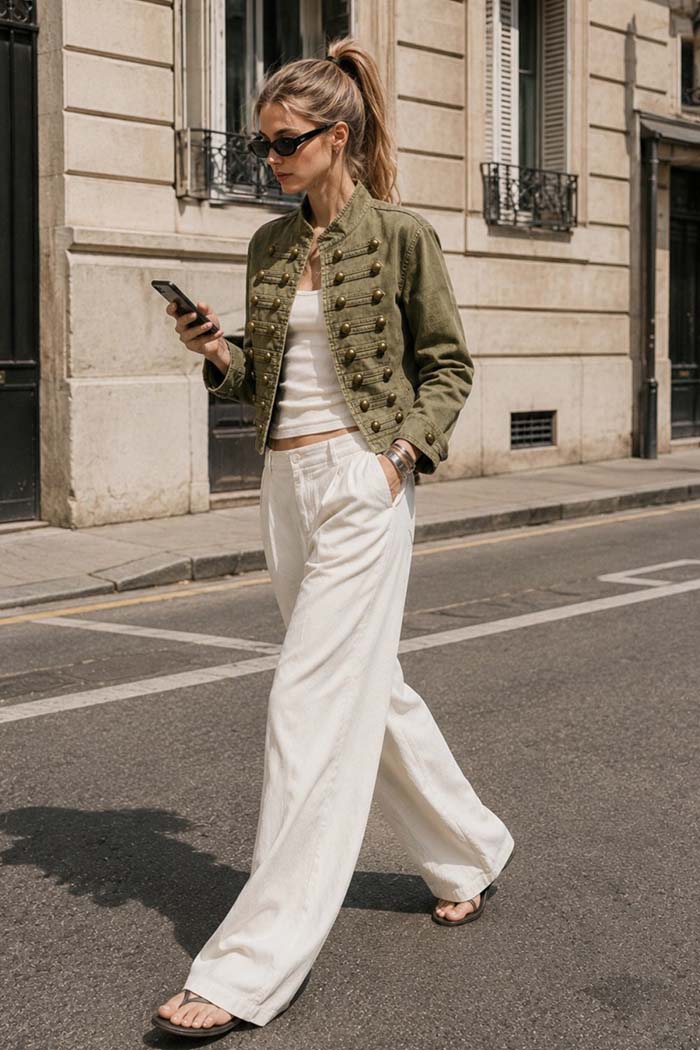 Olive Washed Military Cropped Jacket