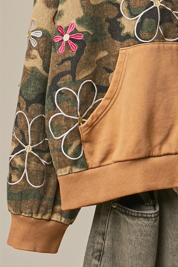 Floral Camo Zip-Up Hoodie