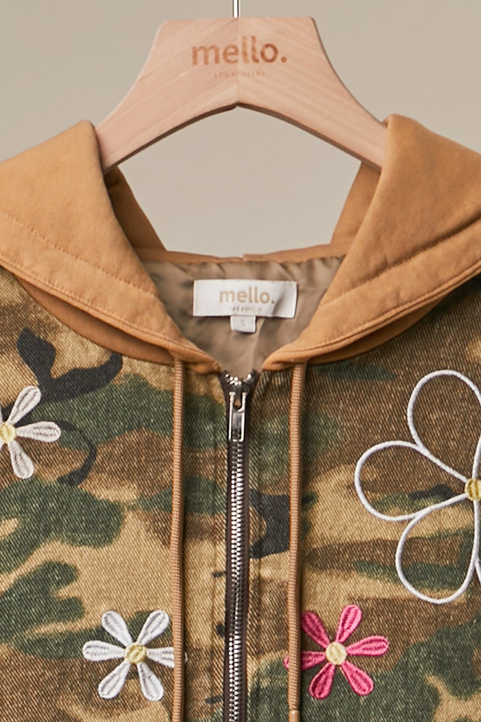 Floral Camo Zip-Up Hoodie