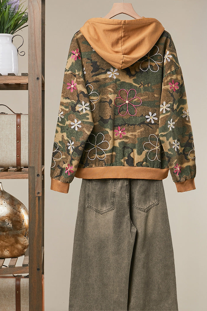 Floral Camo Zip-Up Hoodie