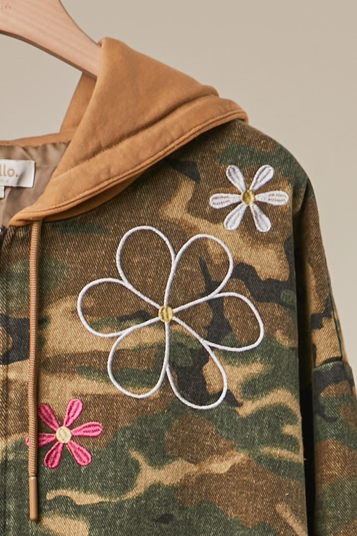 Floral Camo Zip-Up Hoodie