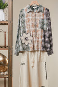 Vintage Patchwork Plaid Flower Shirt Jacket